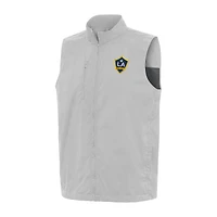 Men's Antigua Heather Gray LA Galaxy Brisk Full-Zip Vest