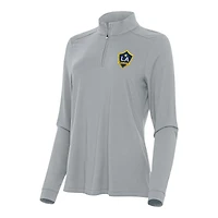 Women's Antigua Gray LA Galaxy Intent Quarter-Zip Top