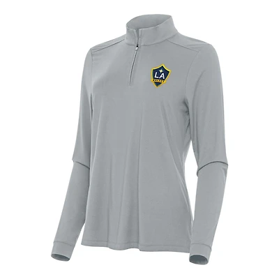 Women's Antigua Gray LA Galaxy Intent Quarter-Zip Top