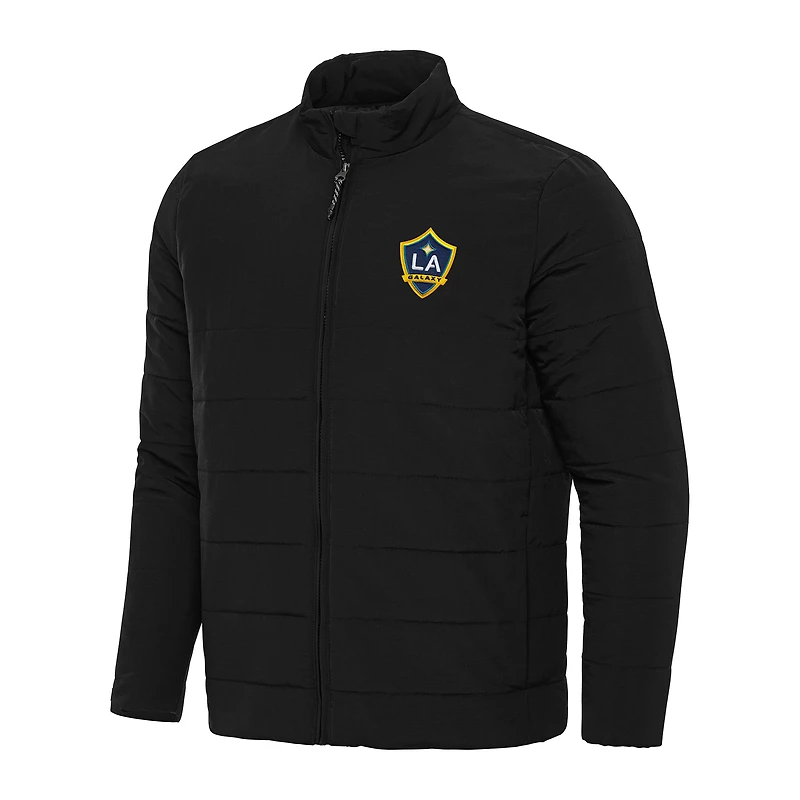 Men's Antigua Black LA Galaxy Swelter Full-Zip Puffer Jacket