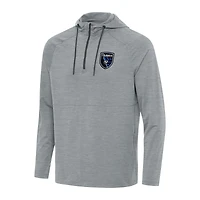 Men's Antigua Heather Gray San Jose Earthquakes Spikes Raglan Quarter-Zip Pullover Hoodie