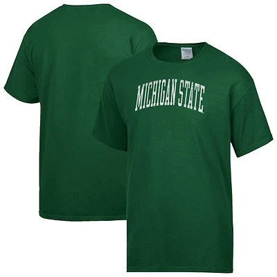 Men's ComfortWash  Dark Green Michigan State Spartans Distressed Arch T-Shirt