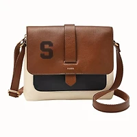 Fossil Brown Syracuse Orange Kinley Leather Small Crossbody Bag