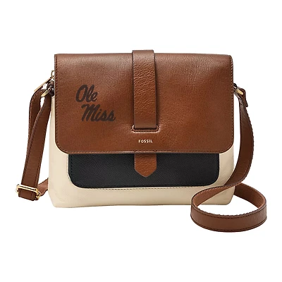 Fossil  Brown Ole Miss Rebels Kinley Leather Small Crossbody Bag
