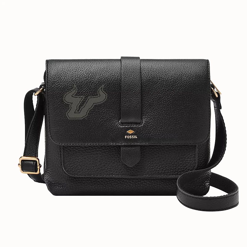 Fossil  Black South Florida Bulls Kinley Leather Small Crossbody Bag