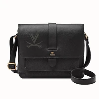 Fossil  Black Virginia Cavaliers Kinley Leather Small Crossbody Bag