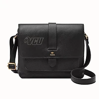 Fossil  Black VCU Rams Kinley Leather Small Crossbody Bag