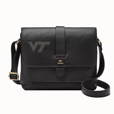 Fossil  Black Virginia Tech Hokies Kinley Leather Small Crossbody Bag