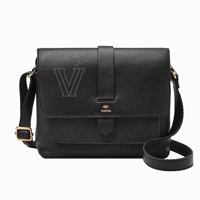 Fossil  Black Villanova Wildcats Kinley Leather Small Crossbody Bag