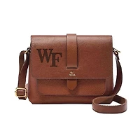 Fossil  Brown Wake Forest Demon Deacons Kinley Leather Small Crossbody Bag
