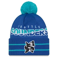 Men's New Era  Blue Seattle Sounders FC 2025 Jersey Hook Cuffed Knit Hat With Pom