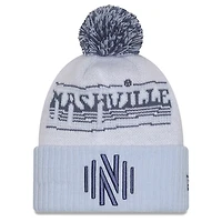 Men's New Era  White Nashville SC 2025 Jersey Hook Cuffed Knit Hat With Pom