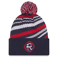 Men's New Era  Navy New England Revolution 2025 Jersey Hook Cuffed Knit Hat With Pom