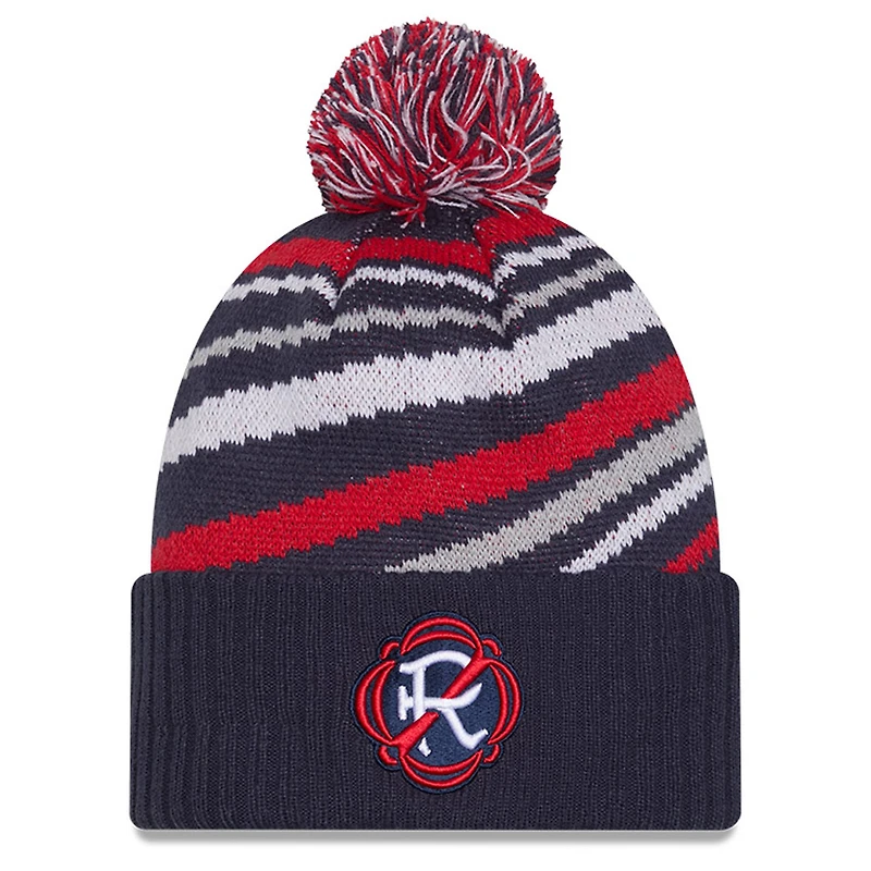 Men's New Era  Navy New England Revolution 2025 Jersey Hook Cuffed Knit Hat With Pom