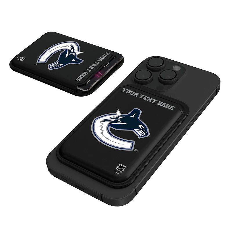 Keyscaper  Black Vancouver Canucks Personalized Magnetic Credit Card Wallet