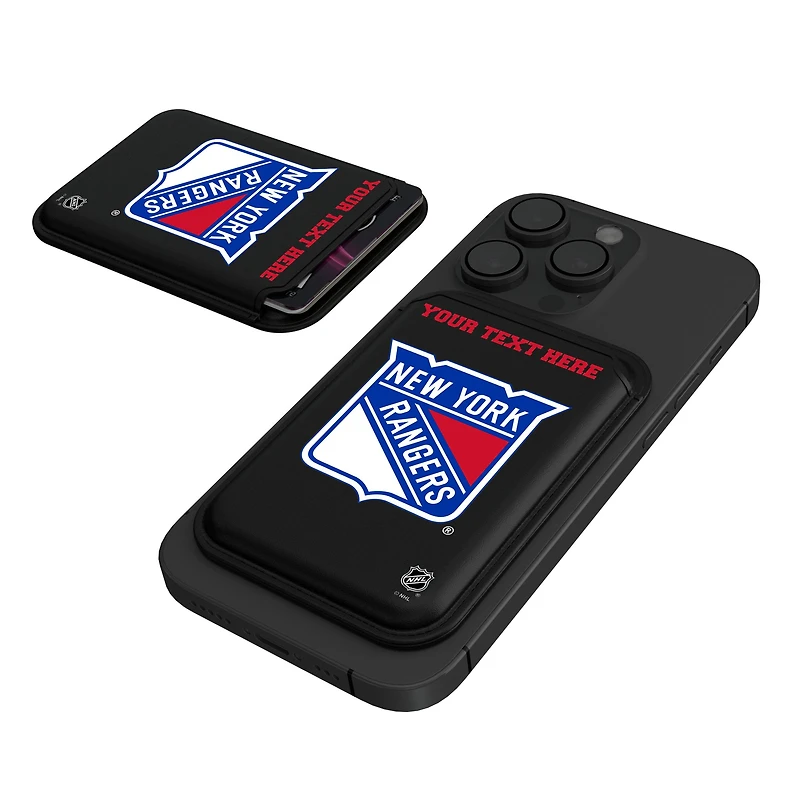 Keyscaper  Black New York Rangers Personalized Magnetic Credit Card Wallet