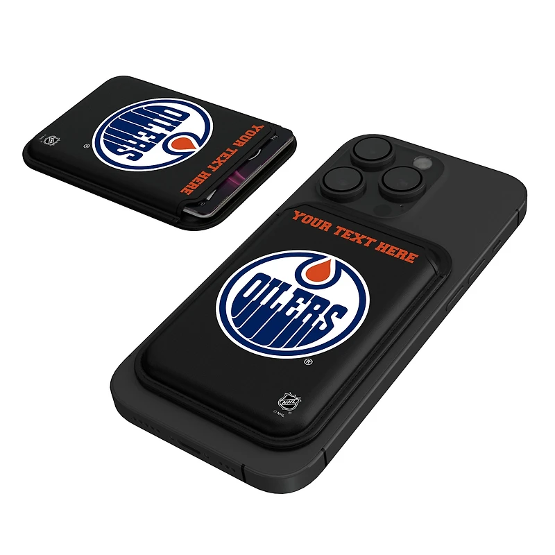 Keyscaper Black Edmonton Oilers Personalized Magnetic Credit Card Wallet