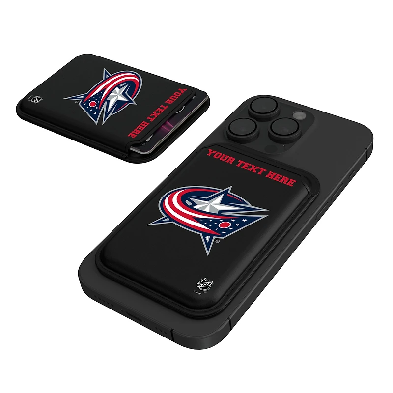 Keyscaper  Black Columbus Blue Jackets Personalized Magnetic Credit Card Wallet