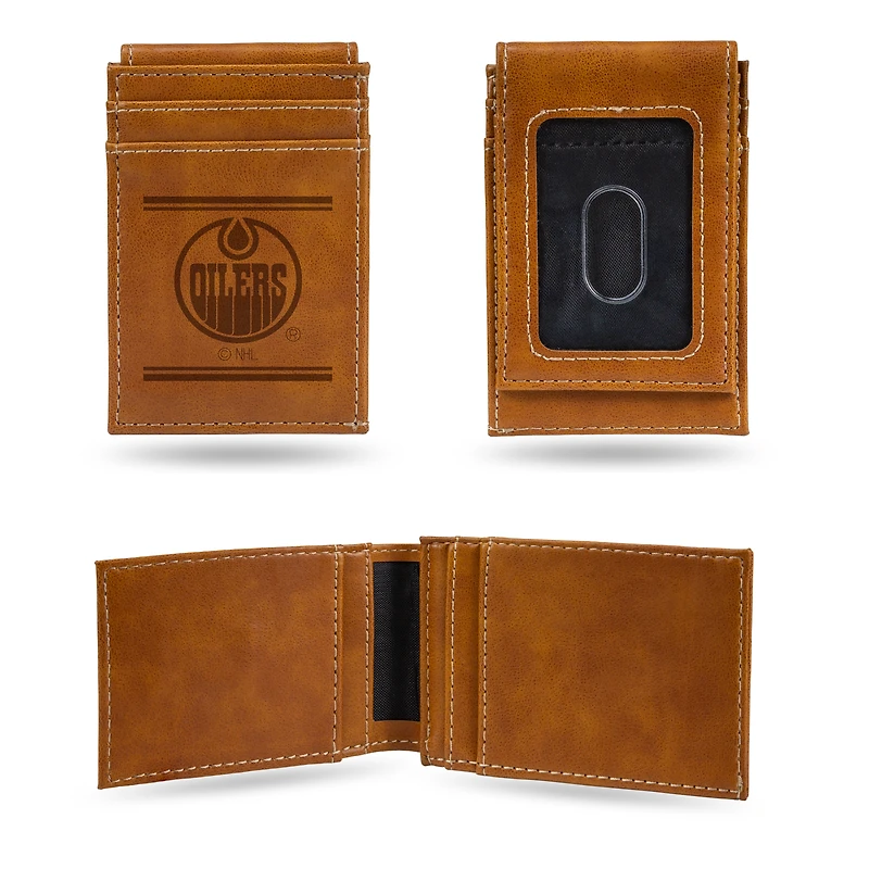 Brown Edmonton Oilers Front Pocket Wallet
