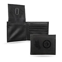 Black Winnipeg Jets Laser Engraved Billfold Wallet