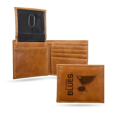 Brown St. Louis Blues Laser Engraved Billfold Wallet