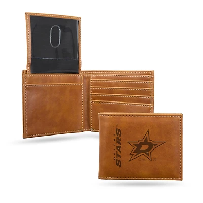 Brown Dallas Stars Laser Engraved Billfold Wallet