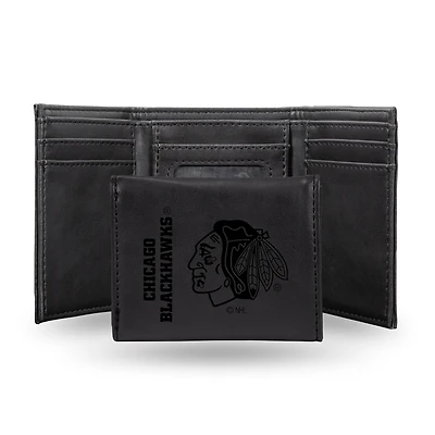 Chicago Blackhawks Laser Engraved Tri-Fold Wallet