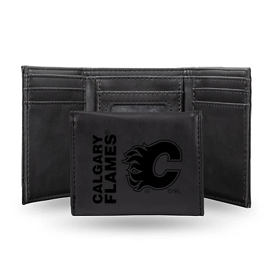 Calgary Flames Laser Engraved Tri-Fold Wallet