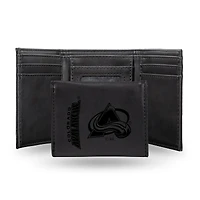 Black Colorado Avalanche Laser Engraved Tri-Fold Wallet