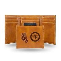 Brown Winnipeg Jets Laser Engraved Tri-Fold Wallet