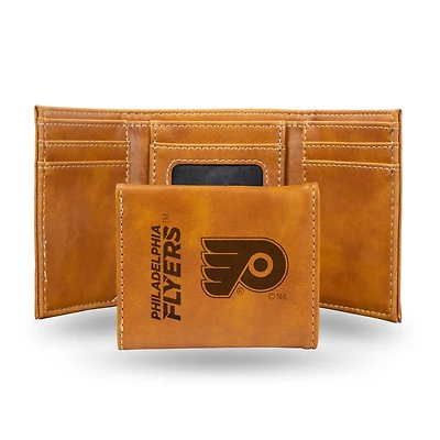 Brown Philadelphia Flyers Laser Engraved Tri-Fold Wallet