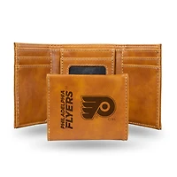 Brown Philadelphia Flyers Laser Engraved Tri-Fold Wallet