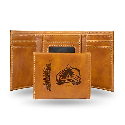 Brown Colorado Avalanche Laser Engraved Tri-Fold Wallet