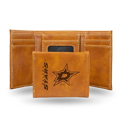Brown Dallas Stars Laser Engraved Tri-Fold Wallet
