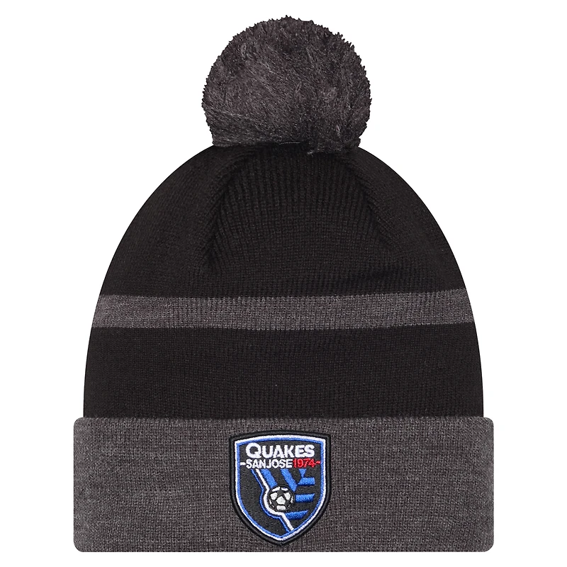 Men's New Era  Black San Jose Earthquakes 2025 Kickoff Cuffed Knit Hat with Pom