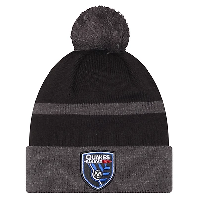 Men's New Era  Black San Jose Earthquakes 2025 Kickoff Cuffed Knit Hat with Pom
