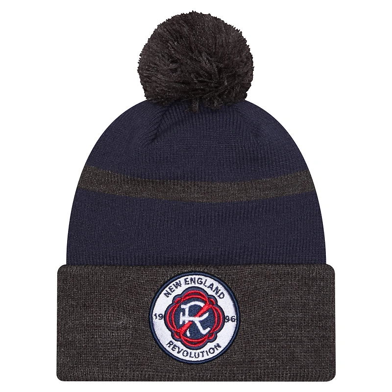 Men's New Era  Navy New England Revolution 2025 Kickoff Cuffed Knit Hat with Pom
