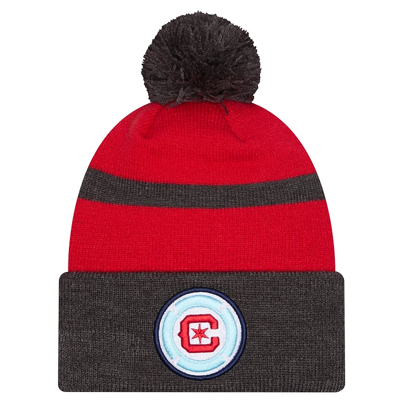 Men's New Era  Black Chicago Fire 2025 Kickoff Cuffed Knit Hat with Pom