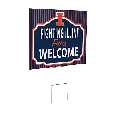 Illinois Fighting Illini 18" x 24" Fans Welcome Outdoor Yard Sign