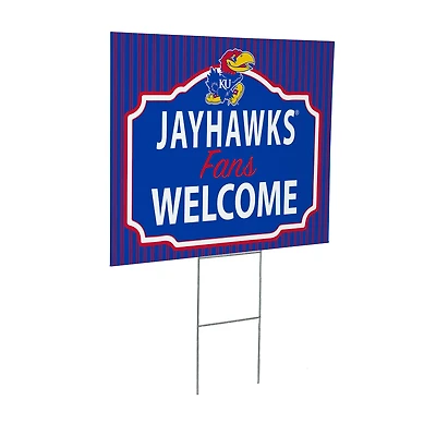 Kansas Jayhawks 18" x 24" Fans Welcome Outdoor Yard Sign