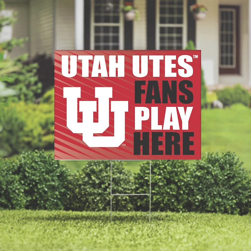 Utah Utes 18" x 24" Fans Play Here Outdoor Yard Sign