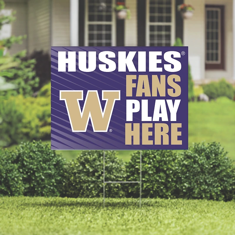 Washington Huskies 18" x 24" Fans Play Here Outdoor Yard Sign