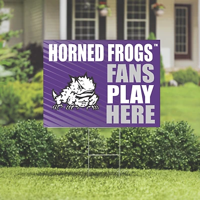 TCU Horned Frogs 18" x 24" Fans Play Here Outdoor Yard Sign