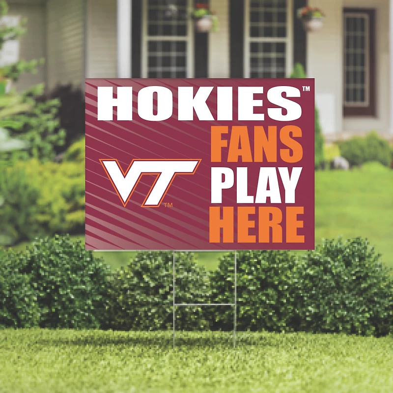 Virginia Tech Hokies 18" x 24" Fans Play Here Outdoor Yard Sign