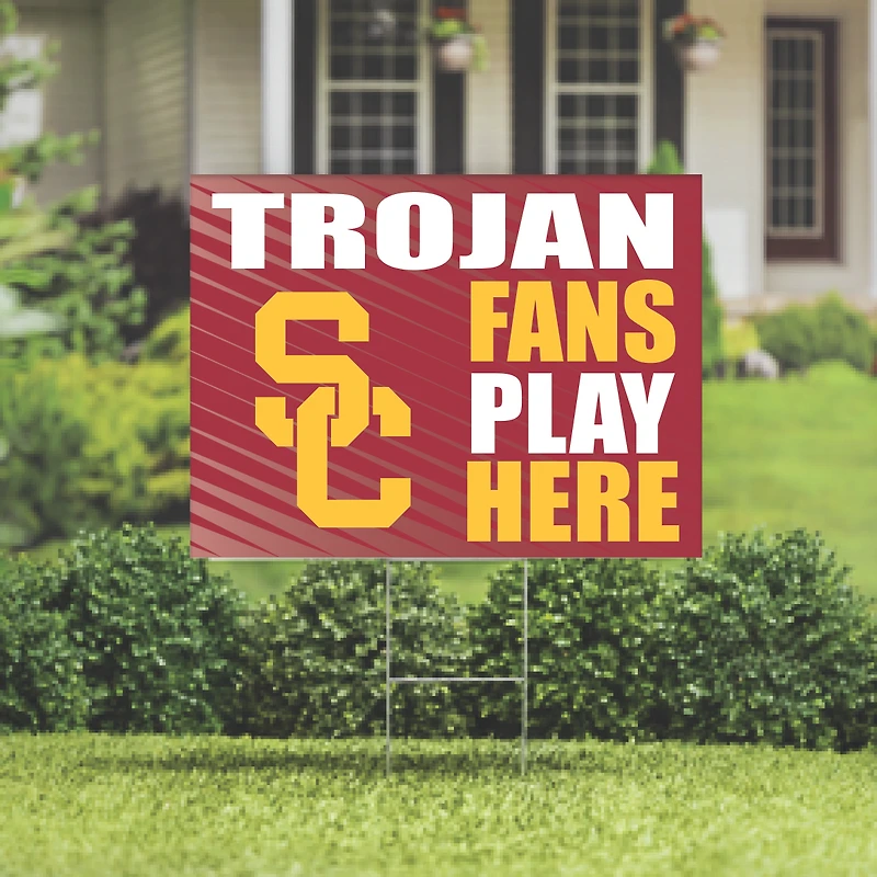 USC Trojans 18" x 24" Fans Play Here Outdoor Yard Sign