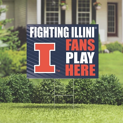 Illinois Fighting Illini 18" x 24" Fans Play Here Outdoor Yard Sign