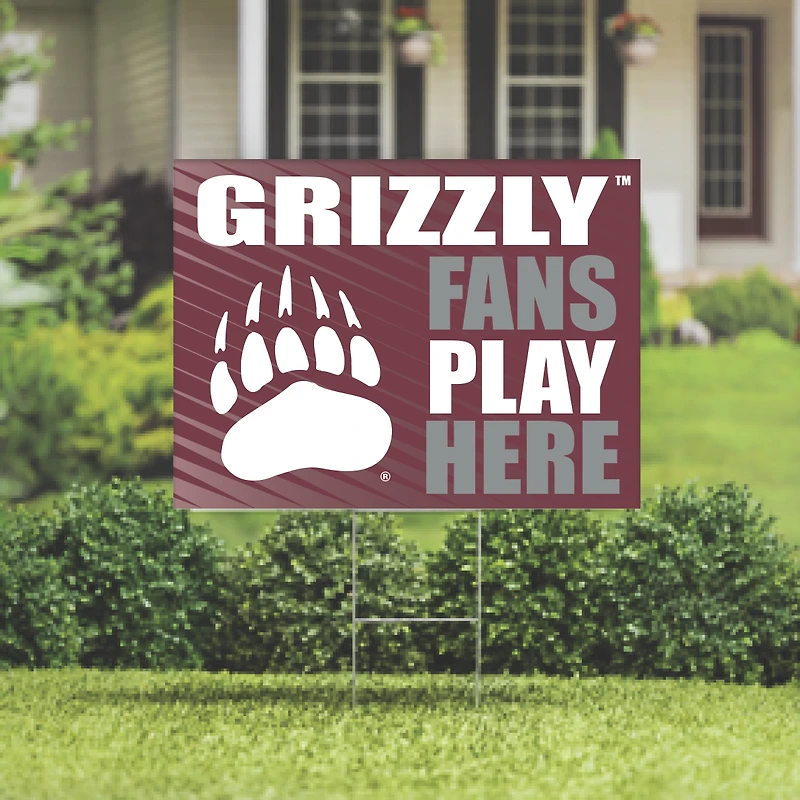 Montana Grizzlies 18" x 24" Fans Play Here Outdoor Yard Sign