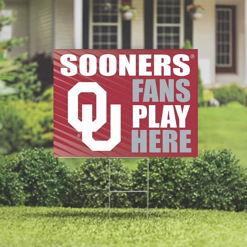 Oklahoma Sooners 18" x 24" Fans Play Here Outdoor Yard Sign