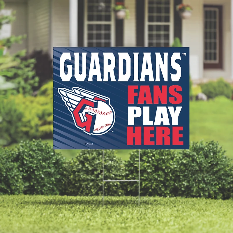 Cleveland Guardians 18" x 24" Fans Play Here Outdoor Yard Sign