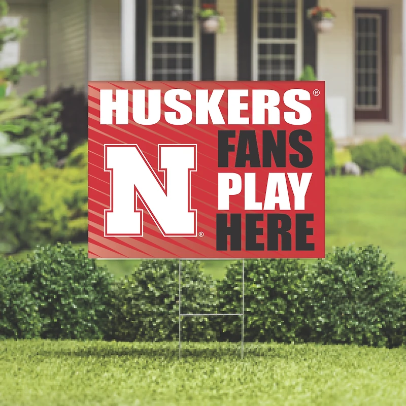 Nebraska Huskers 18" x 24" Fans Play Here Outdoor Yard Sign
